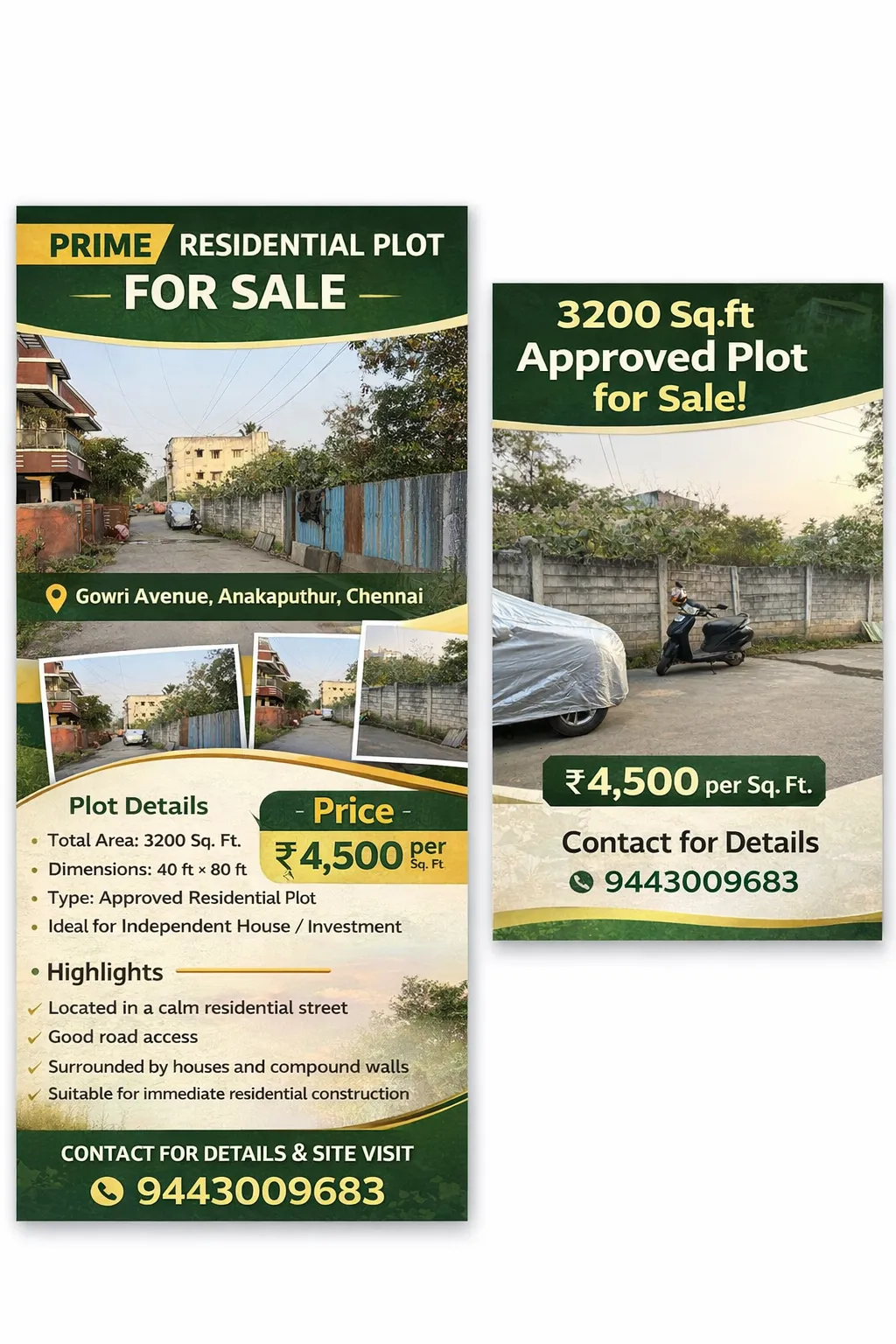 An approved 3200SFT plot for sale in Chennai