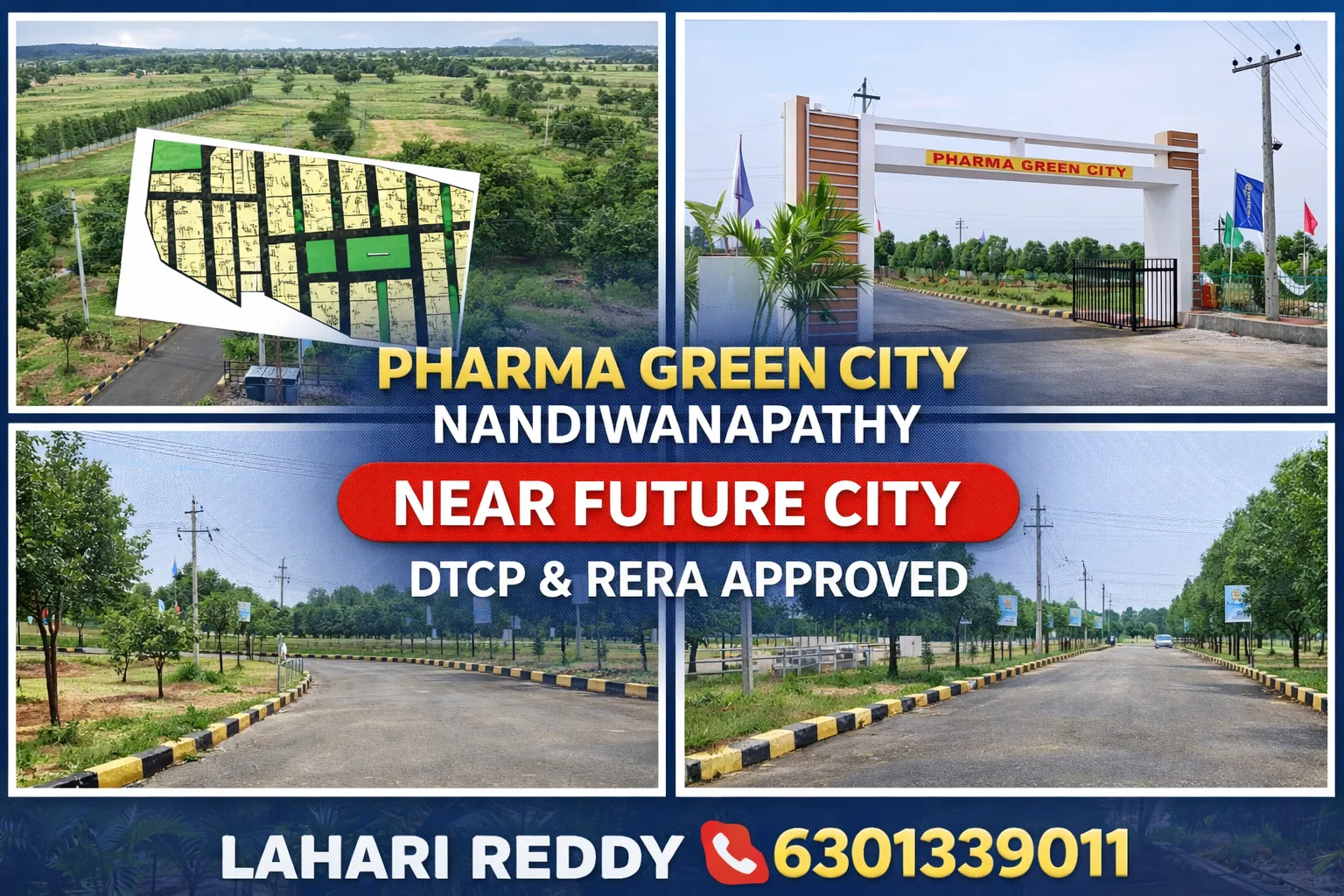 DTCP & RERA approved plots for sale in future city pharma green city nandiwanaparthy
