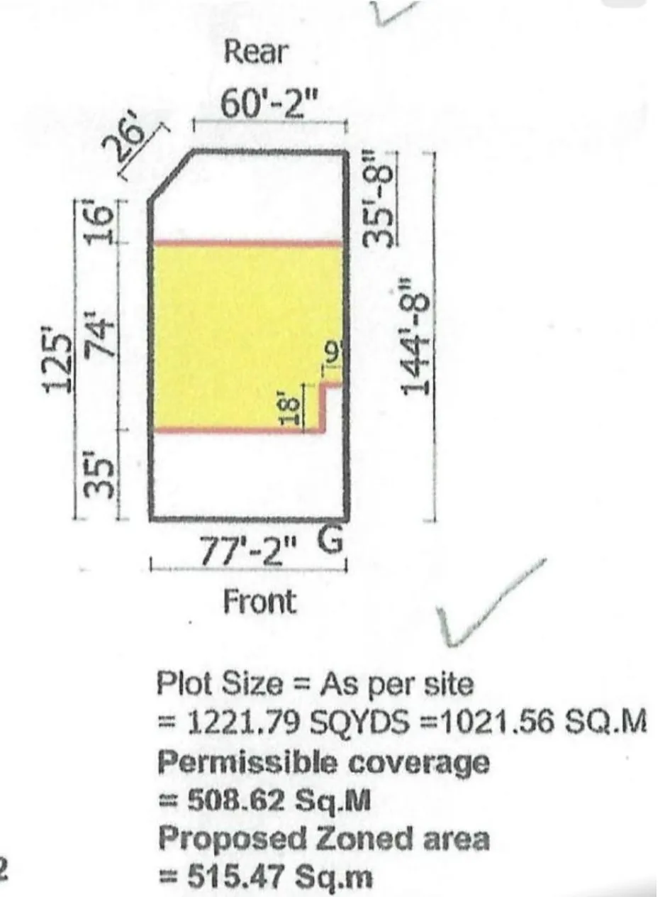 Prime 1122 sq. yd East-Facing, three side open, Corner Plot on 200 feet Road