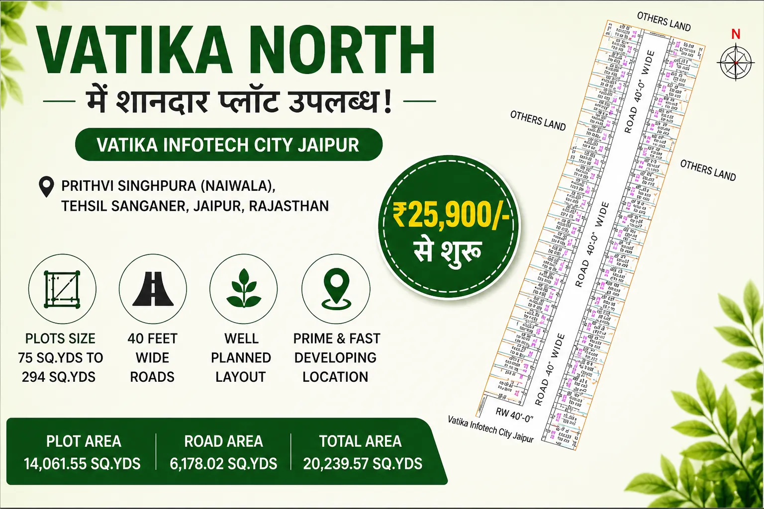 Plots in Vatika Infotech City Vatika North Prithvi Singhpura Naiwala Sanganer