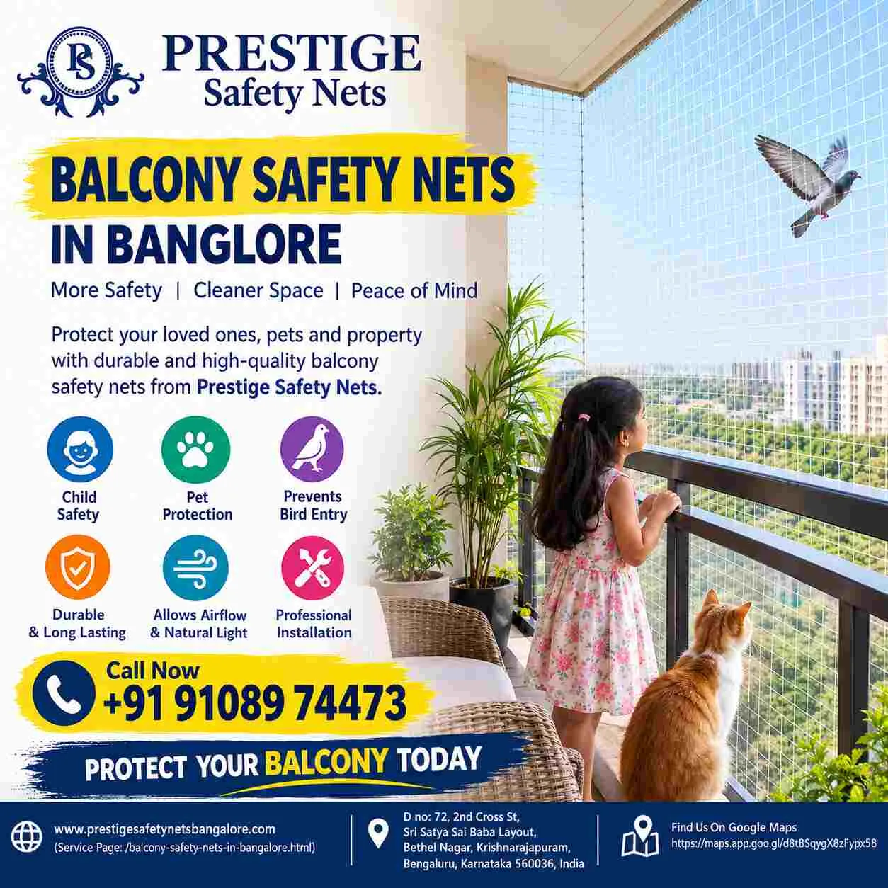 Balcony Safety Nets in Bangalore: Prestige Safety Nets