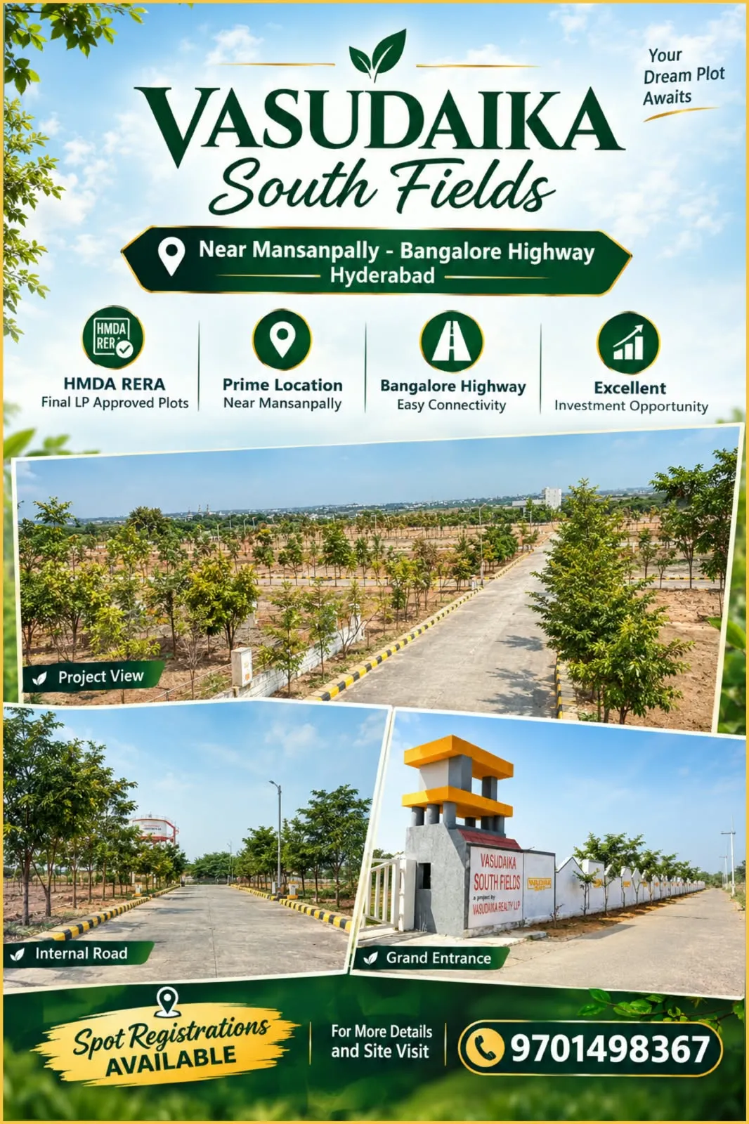 Plots for sale in Kalwakole near Mansanpally Hyderabad 9701498367