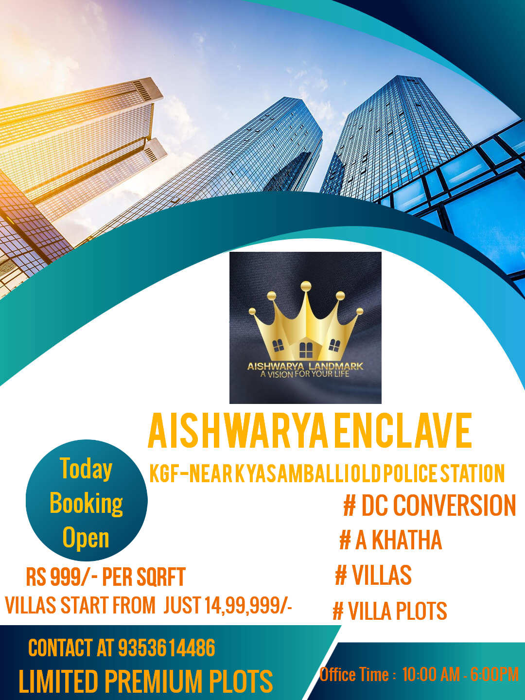 WE PROUDLY LAUNCHING AISHWARYA ENCLAVE KGF-NEAR KYASAMBALLI OLD POLICE STATION  in Kolar