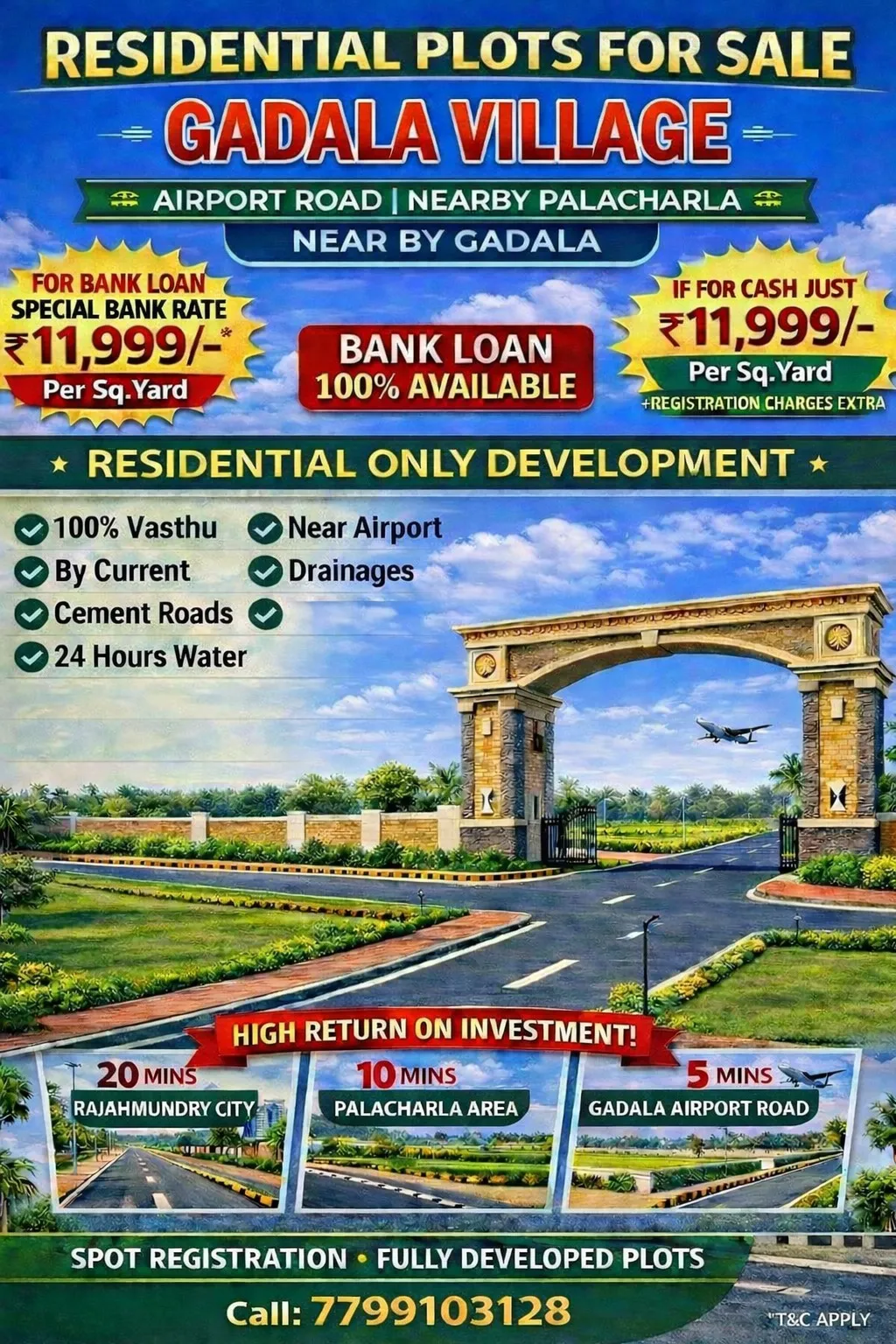 180 galas plot in near Rajahmundry air port