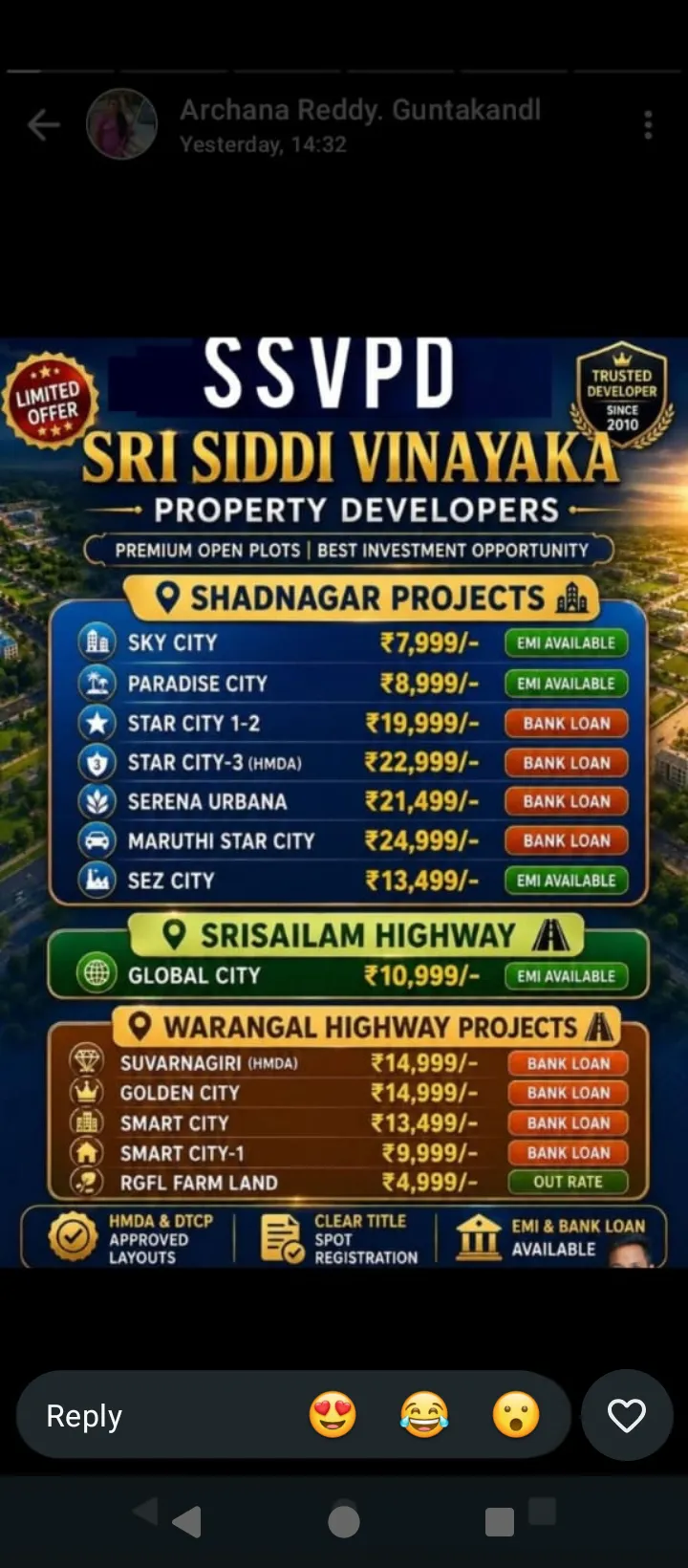 Plots For Sale in Shadnagar 